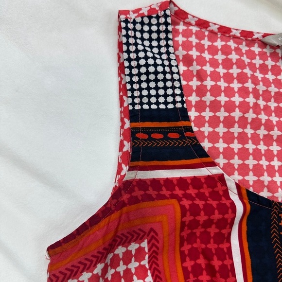 Banana Republic‎ XS Sleeveless Tank Top Red Orange Floral Print Blouse - Picture 4 of 14